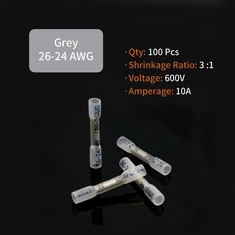 ZIPCCI 26-24 AWG Heat Shrink Butt Connectors - 100Pcs White Insulated Waterproof Electrical Marine Automotive Wire Splice Connector Crimp Wiring Terminals - Image 3